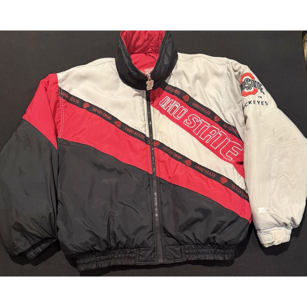Ohio State Buckeyes Vintage Puffer Zip Up Jacket Mens Size Large